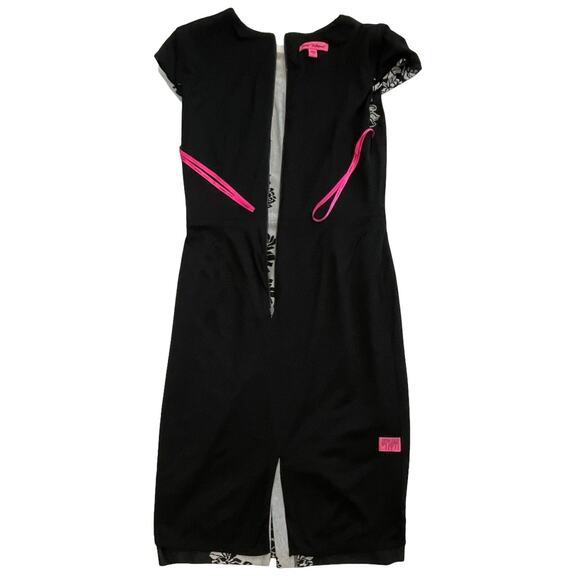 Betsey Johnson Black Gray Floral Jacquard Bodycon Pencil Dress Size 8 - Picture 12 of 12